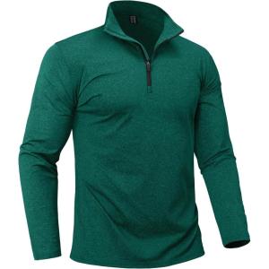 imageBoladeci Mens Quarter Zip Pullover Premium Fleece Lined Heather Long Sleeve Golf Shirts Midweight 14 Half Zip SweatshirtsDark Green
