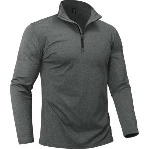 imageBoladeci Mens Quarter Zip Pullover Premium Fleece Lined Heather Long Sleeve Golf Shirts Midweight 14 Half Zip SweatshirtsDark Grey