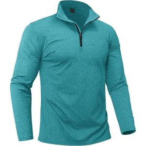 imageBoladeci Mens Quarter Zip Pullover Premium Fleece Lined Heather Long Sleeve Golf Shirts Midweight 14 Half Zip SweatshirtsGreen