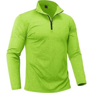 imageBoladeci Mens Quarter Zip Pullover Premium Fleece Lined Heather Long Sleeve Golf Shirts Midweight 14 Half Zip SweatshirtsLight Green
