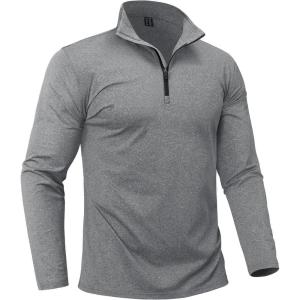 imageBoladeci Mens Quarter Zip Pullover Premium Fleece Lined Heather Long Sleeve Golf Shirts Midweight 14 Half Zip SweatshirtsLight Grey