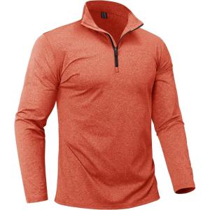 imageBoladeci Mens Quarter Zip Pullover Premium Fleece Lined Heather Long Sleeve Golf Shirts Midweight 14 Half Zip SweatshirtsLight Orange