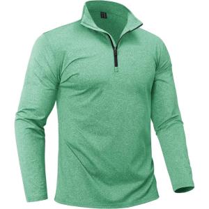 imageBoladeci Mens Quarter Zip Pullover Premium Fleece Lined Heather Long Sleeve Golf Shirts Midweight 14 Half Zip SweatshirtsMint Green