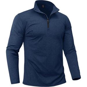 imageBoladeci Mens Quarter Zip Pullover Premium Fleece Lined Heather Long Sleeve Golf Shirts Midweight 14 Half Zip SweatshirtsNavy Blue
