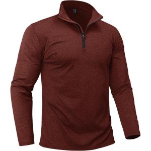 imageBoladeci Mens Quarter Zip Pullover Premium Fleece Lined Heather Long Sleeve Golf Shirts Midweight 14 Half Zip SweatshirtsOrange