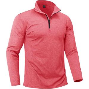imageBoladeci Mens Quarter Zip Pullover Premium Fleece Lined Heather Long Sleeve Golf Shirts Midweight 14 Half Zip SweatshirtsPink