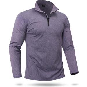 imageBoladeci Mens Quarter Zip Pullover Premium Fleece Lined Heather Long Sleeve Golf Shirts Midweight 14 Half Zip SweatshirtsPurple