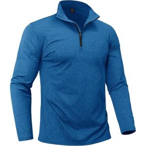 imageBoladeci Mens Quarter Zip Pullover Premium Fleece Lined Heather Long Sleeve Golf Shirts Midweight 14 Half Zip SweatshirtsSea Blue
