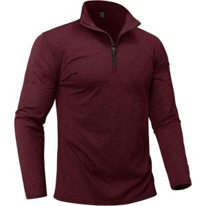 imageBoladeci Mens Quarter Zip Pullover Premium Fleece Lined Heather Long Sleeve Golf Shirts Midweight 14 Half Zip SweatshirtsWine Red