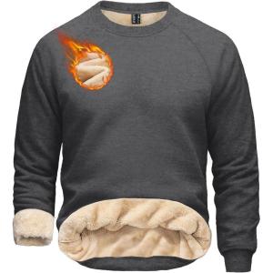 imageBoladeci Mens Sherpa Lined Crewneck Sweatshirt Heavyweight Fleece Pullover Thick Cotton Winter Warm ShirtsDark Gray
