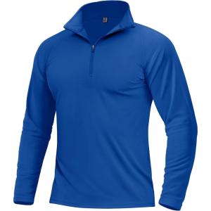 imageBoladeci Mens Quarter Zip Pullover Premium Fleece Lined Long Sleeve Golf Shirts Warm Hiking Shirts Lightweight SweatshirtsColorblue