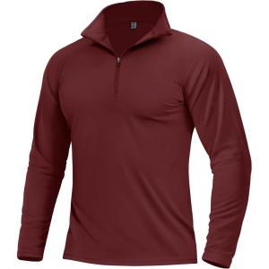 imageBoladeci Mens Quarter Zip Pullover Premium Fleece Lined Long Sleeve Golf Shirts Warm Hiking Shirts Lightweight SweatshirtsWinered