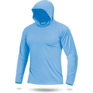image:imageBoladeci Mens UPF 50 Sun Protection Lightweight Hoodie Shirts Long Sleeve Fishing Shirts SPF UV Hiking SwimBlue