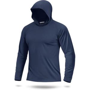 image:imageBoladeci Mens UPF 50 Sun Protection Lightweight Hoodie Shirts Long Sleeve Fishing Shirts SPF UV Hiking SwimNavy Blue
