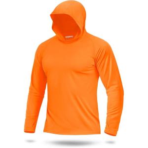 image:imageBoladeci Mens UPF 50 Sun Protection Lightweight Hoodie Shirts Long Sleeve Fishing Shirts SPF UV Hiking SwimOrange