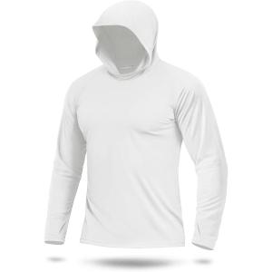 image:imageBoladeci Mens UPF 50 Sun Protection Lightweight Hoodie Shirts Long Sleeve Fishing Shirts SPF UV Hiking SwimWhite