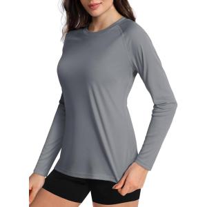 image:imageBoladeci Womens Sun Shirts UPF 50 UV Protection Rash Guard Long Sleeve Swim Shirts Quick Dry Lightweight Workout Tops01 Dark Gray