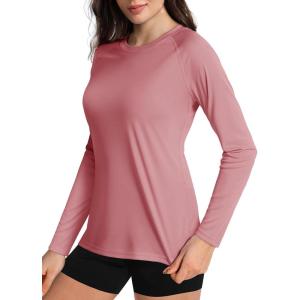 image:imageBoladeci Womens Sun Shirts UPF 50 UV Protection Rash Guard Long Sleeve Swim Shirts Quick Dry Lightweight Workout Tops01 Grey Pink