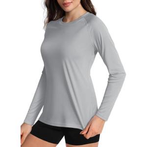 image:imageBoladeci Womens Sun Shirts UPF 50 UV Protection Rash Guard Long Sleeve Swim Shirts Quick Dry Lightweight Workout Tops01 Light Gray