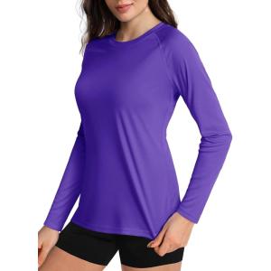 image:imageBoladeci Womens Sun Shirts UPF 50 UV Protection Rash Guard Long Sleeve Swim Shirts Quick Dry Lightweight Workout Tops01 Purple