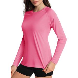 image:imageBoladeci Womens Sun Shirts UPF 50 UV Protection Rash Guard Long Sleeve Swim Shirts Quick Dry Lightweight Workout Tops01 Rose Red