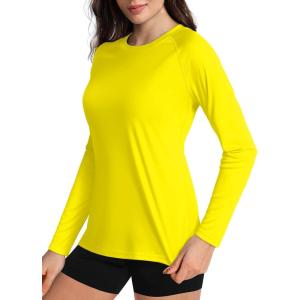 image:imageBoladeci Womens Sun Shirts UPF 50 UV Protection Rash Guard Long Sleeve Swim Shirts Quick Dry Lightweight Workout Tops01 Yellow
