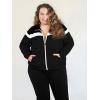 image:imageUOUA Plus Size Womens 2 Piece Sweatsuits Outfits Zip Up Jackets amp Sweatpants Casual Loungewear Tracksuit SetsBlack