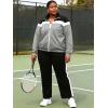 image:imageUOUA Plus Size Womens 2 Piece Sweatsuits Outfits Zip Up Jackets amp Sweatpants Casual Loungewear Tracksuit SetsBlackgrey