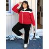 image:imageUOUA Plus Size Womens 2 Piece Sweatsuits Outfits Zip Up Jackets amp Sweatpants Casual Loungewear Tracksuit SetsBlackred