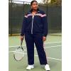 image:imageUOUA Plus Size Womens 2 Piece Sweatsuits Outfits Zip Up Jackets amp Sweatpants Casual Loungewear Tracksuit SetsNavy