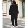 image:imageUOUA Womens Plus Size Jogging Suit 2 Piece Sweatsuit Long Sleeves Jacket amp Pants Two Piece Track Set OutfitRetro Black