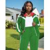 image:imageUOUA Womens Plus Size Jogging Suit 2 Piece Sweatsuit Long Sleeves Jacket amp Pants Two Piece Track Set OutfitRetro Green