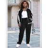 image:imageUOUA Womens Plus Size Jogging Suit 2 Piece Sweatsuit Long Sleeves Jacket amp Pants Two Piece Track Set OutfitStripe Black