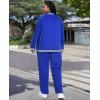 image:imageUOUA Womens Plus Size Jogging Suit 2 Piece Sweatsuit Long Sleeves Jacket amp Pants Two Piece Track Set OutfitStripe Blue