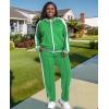 image:imageUOUA Womens Plus Size Jogging Suit 2 Piece Sweatsuit Long Sleeves Jacket amp Pants Two Piece Track Set OutfitStripe Green
