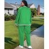 image:imageUOUA Womens Plus Size Jogging Suit 2 Piece Sweatsuit Long Sleeves Jacket amp Pants Two Piece Track Set OutfitStripe Green