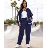 image:imageUOUA Womens Plus Size Jogging Suit 2 Piece Sweatsuit Long Sleeves Jacket amp Pants Two Piece Track Set OutfitStripe Navy