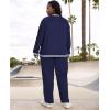 image:imageUOUA Womens Plus Size Jogging Suit 2 Piece Sweatsuit Long Sleeves Jacket amp Pants Two Piece Track Set OutfitStripe Navy