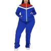 image:imageUOUA Womens Plus Size Jogging Suit 2 Piece Sweatsuit Long Sleeves Jacket amp Pants Two Piece Track Set OutfitRetro Blue