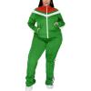 image:imageUOUA Womens Plus Size Jogging Suit 2 Piece Sweatsuit Long Sleeves Jacket amp Pants Two Piece Track Set OutfitRetro Green