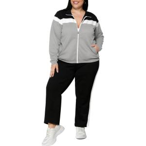 image:imageUOUA Plus Size Womens 2 Piece Sweatsuits Outfits Zip Up Jackets amp Sweatpants Casual Loungewear Tracksuit SetsBlackgrey