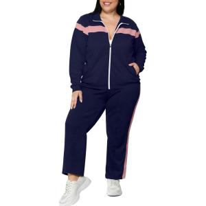 image:imageUOUA Plus Size Womens 2 Piece Sweatsuits Outfits Zip Up Jackets amp Sweatpants Casual Loungewear Tracksuit SetsNavy