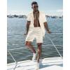 image:imageUOUA 2 Piece Short Sets for Men Summer Beach Outfits Stripe Texture Button Down Shirts amp Shorts Casual Vacation SetBeige