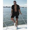image:imageUOUA 2 Piece Short Sets for Men Summer Beach Outfits Stripe Texture Button Down Shirts amp Shorts Casual Vacation SetBlack