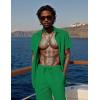 image:imageUOUA 2 Piece Short Sets for Men Summer Beach Outfits Stripe Texture Button Down Shirts amp Shorts Casual Vacation SetEmeraldgreen