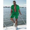 image:imageUOUA 2 Piece Short Sets for Men Summer Beach Outfits Stripe Texture Button Down Shirts amp Shorts Casual Vacation SetEmeraldgreen