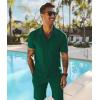 image:imageUOUA 2 Piece Short Sets for Men Summer Beach Outfits Stripe Texture Button Down Shirts amp Shorts Casual Vacation SetGreen