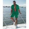 image:imageUOUA 2 Piece Short Sets for Men Summer Beach Outfits Stripe Texture Button Down Shirts amp Shorts Casual Vacation SetGreen