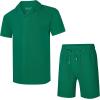 image:imageUOUA 2 Piece Short Sets for Men Summer Beach Outfits Stripe Texture Button Down Shirts amp Shorts Casual Vacation SetGreen