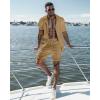 image:imageUOUA 2 Piece Short Sets for Men Summer Beach Outfits Stripe Texture Button Down Shirts amp Shorts Casual Vacation SetKhaki